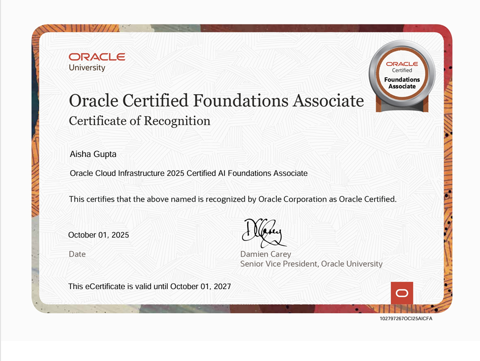 Oracle Certificate