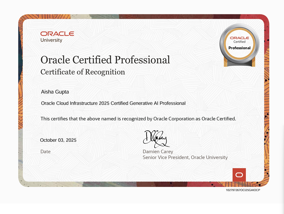Oracle Certificate